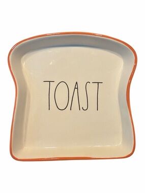 Rae Dunn TOAST Bread Shaped Ceramic Dish Farmhouse Fun Sandwich Plate EUC
